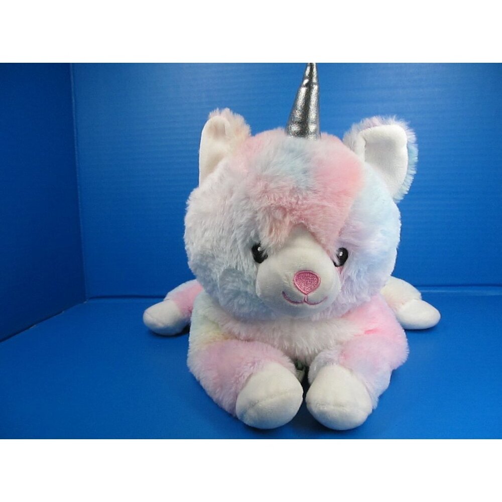 Hug A Babies Plush Pastel Rainbow Unicorn Stuffed Toy With Silver Horn  11"